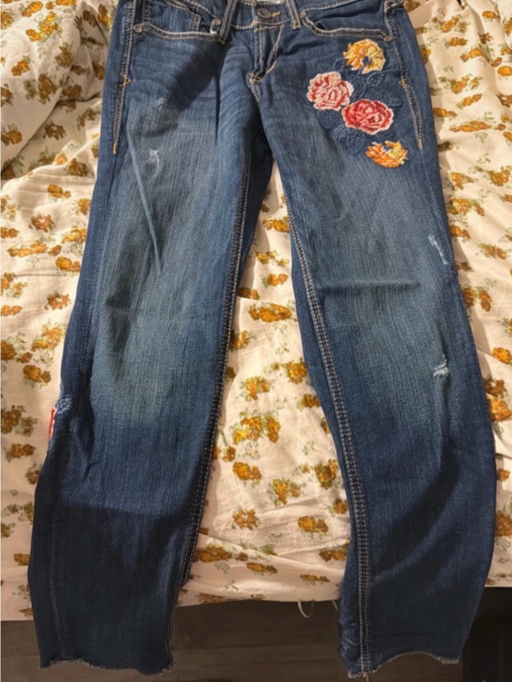 Ariat Dark Wash Boyfriend Jeans with Floral Embroidery